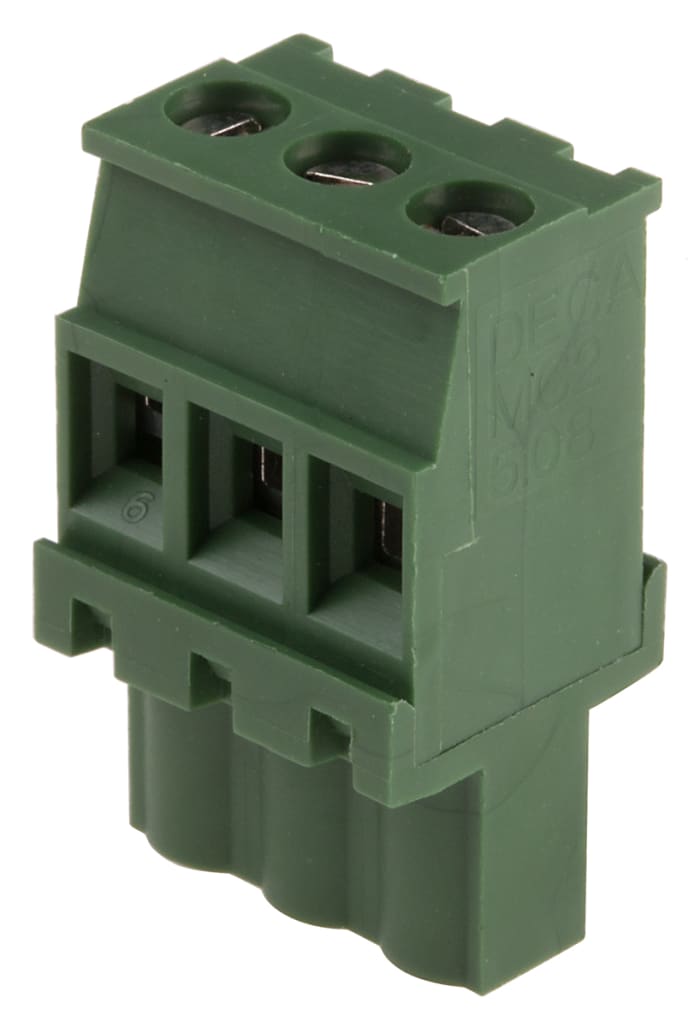 RS PRO, 5.08mm Pitch, 3 Way, Pluggable Terminal Block, Plug, Cable Mount, Screw Termination