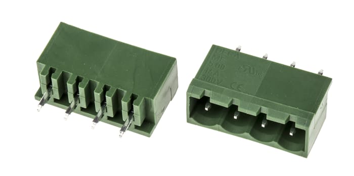 RS PRO PCB Terminal Strip, 4-Contact, 5.08mm Pitch, Through Hole Mount, 1-Row, Screw Termination