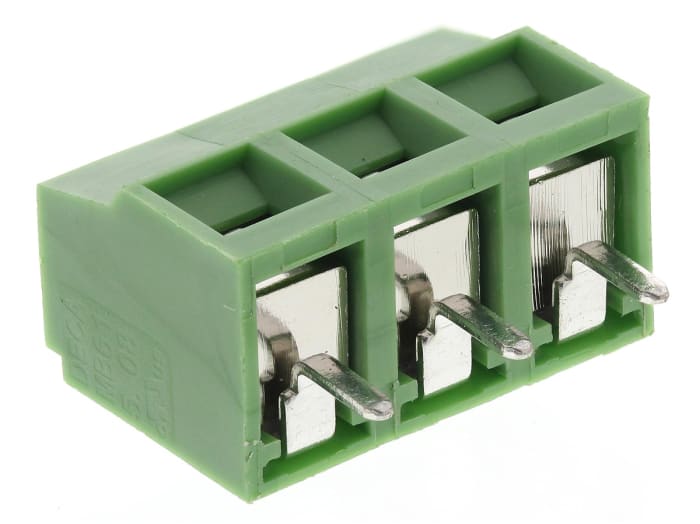 RS PRO PCB Terminal Block, 3-Contact, 5.08mm Pitch, Through Hole Mount, 1-Row, Screw Termination
