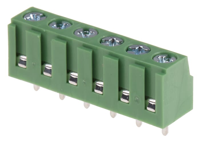 RS PRO PCB Terminal Strip, 6-Contact, 5.08mm Pitch, Through Hole Mount, 1-Row, Screw Termination