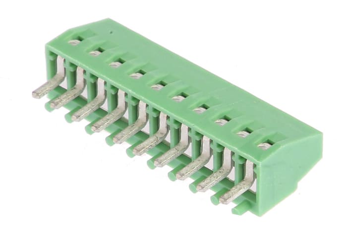 RS PRO PCB Terminal Block, 10-Contact, 2.54mm Pitch, Through Hole Mount, 1-Row, Screw Termination