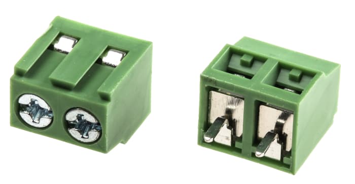 RS PRO PCB Terminal Block, 2-Contact, 5mm Pitch, Through Hole Mount, 1-Row, Screw Termination