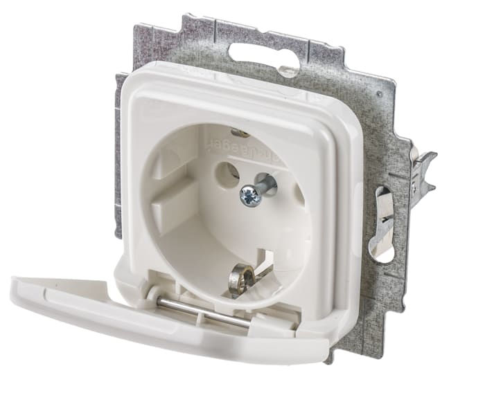 Busch Jaeger - ABB White 1 Gang Plug Socket, 16A, Type F - German Schuko