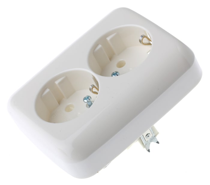Busch Jaeger - ABB White 1 Gang Plug Socket, 16A, Type F - German Schuko