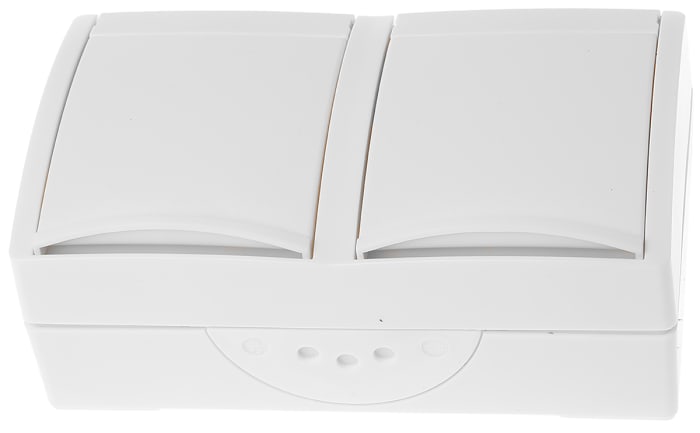 Busch Jaeger - ABB Beyaz 2 'li Priz/Soket, F Tipi - Alman Schuko, Termoplastik, 16A, Yüzeye Monte, IP44