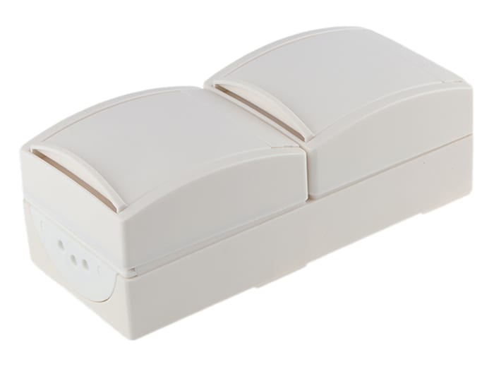 Busch Jaeger - ABB Beyaz 2 'li Priz/Soket, F Tipi - Alman Schuko, Termoplastik, 16A, Yüzeye Monte, IP44