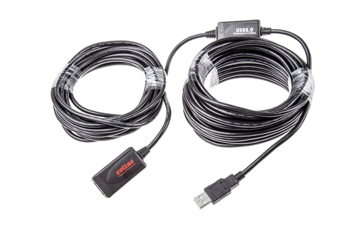 RS PRO USB 2.0 Cable, Male USB A to Female USB A USB Extension Cable, 15m