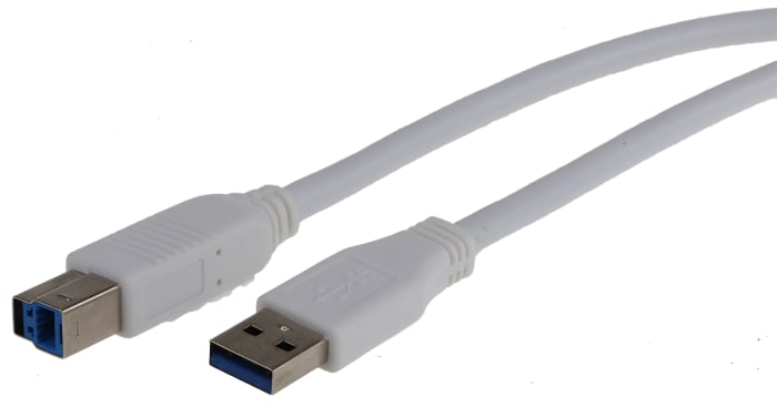 Cable USB RS PRO, long. 1.8m, color Blanco