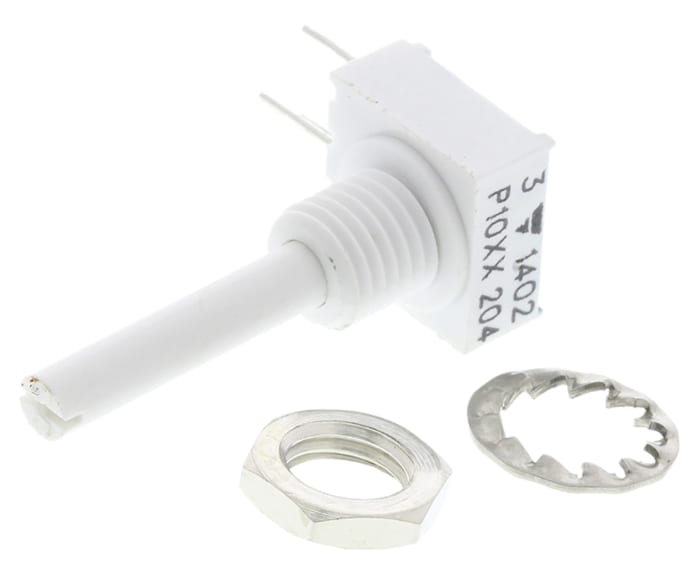 Vishay P10 200kΩ Rotary Potentiometer 1-Gang Panel Mount, P10XXAI204KB30