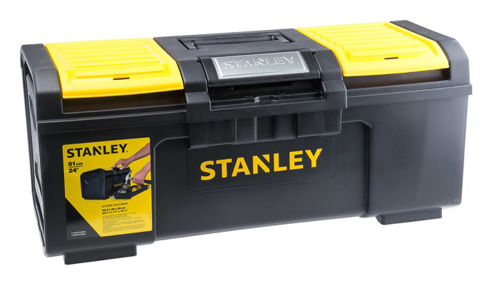 Caja de herramientas Stanley, Negro, amarillo, Plástico, Caja de  Herramientas, 2 cajones, 600 x 255 x 600mm