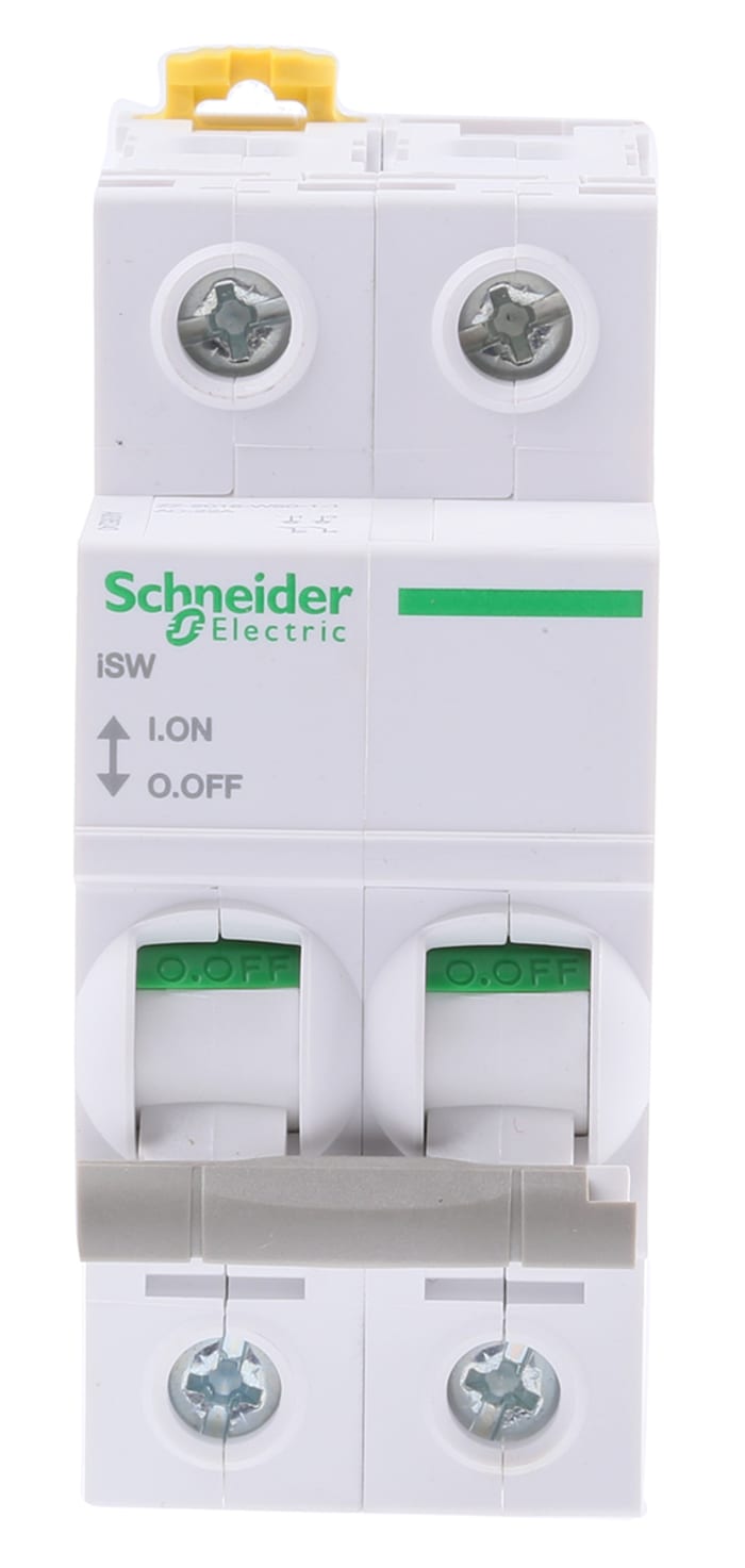 Schneider Electric 2P Pole DIN Rail Isolator Switch - 40A Maximum Current, IP20
