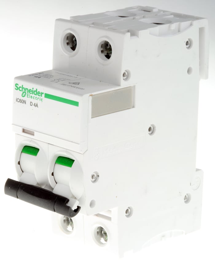 Schneider Electric Acti 9 iC60N MCB Mini Circuit Breaker2P, 4A Curve D, 12 → 133V AC, 100 → 133V DC, 25