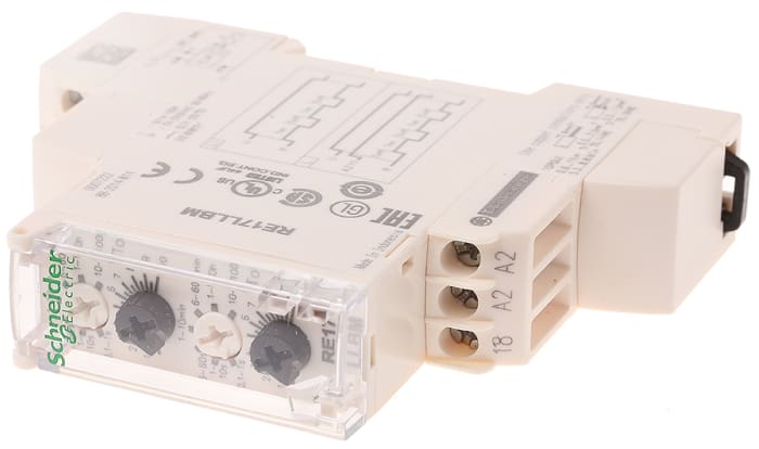 Schneider Electric Harmony Time Series DIN Rail Mount Timer Relay, 24 → 240V ac, 0.1 s → 100h, Solid State
