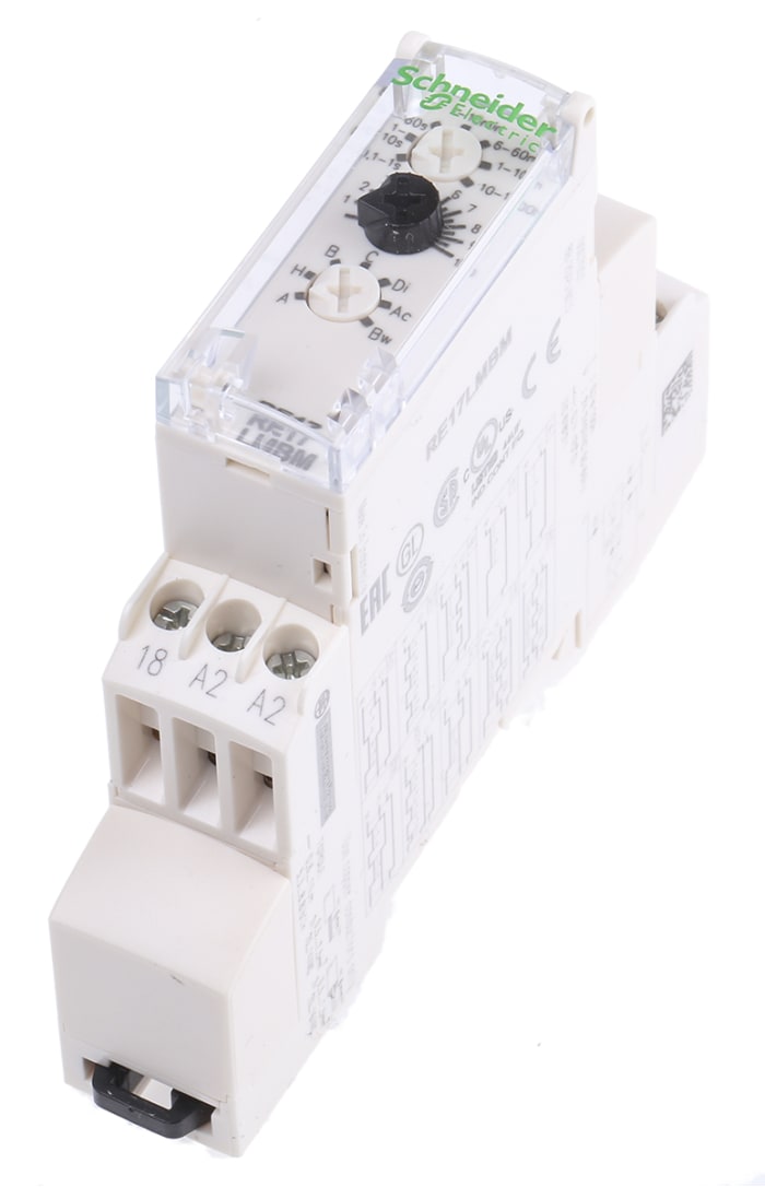 Schneider Electric Harmony Time Series DIN Rail Mount Timer Relay, 24 → 240V ac, 0.1 s → 100h, Solid State