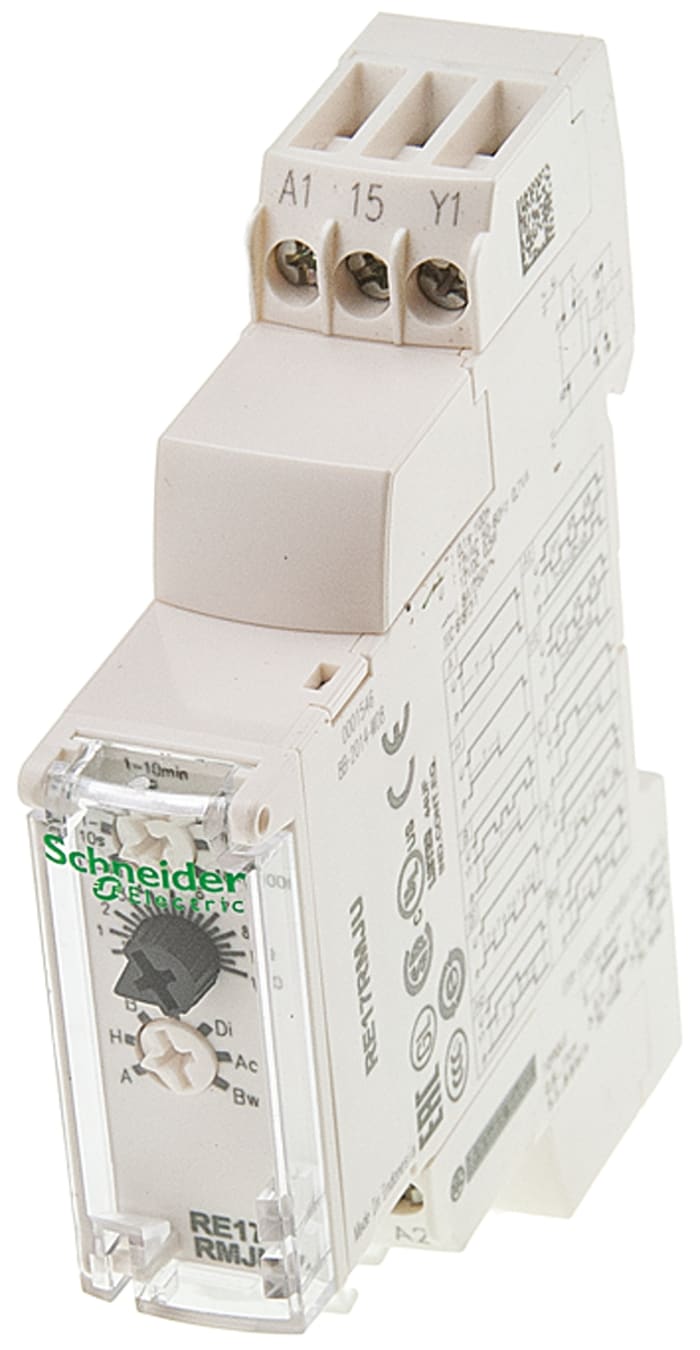 Schneider Electric Harmony Time Series DIN Rail Mount Timer Relay, 12V ac/dc, 2-Contact, 0.1 s → 100h, SPDT