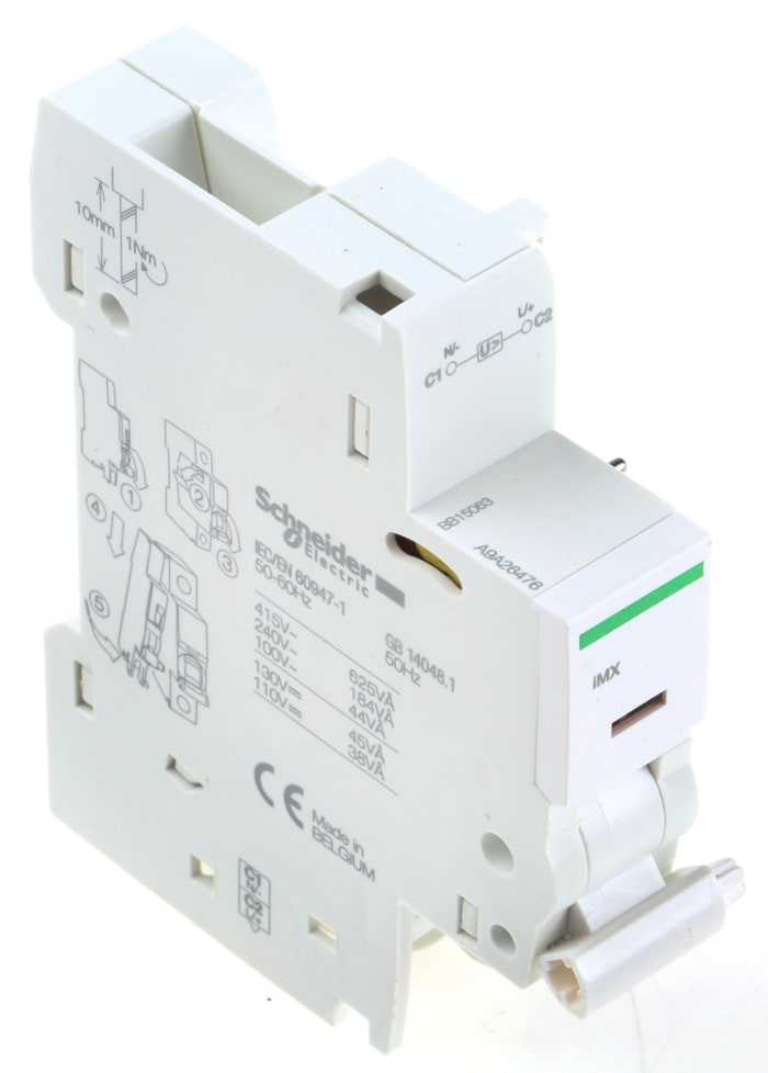 Schneider Electric 100 → 415 V ac, 110 → 130V dc Shunt Trip Shunt trip for use with ARA, ic60 MCB, IDPN