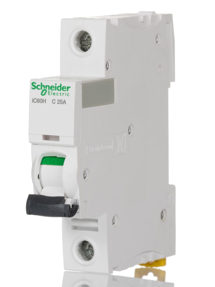 Schneider Electric Acti 9 iC60H MCB, 1P, 25A Curve C, 100 → 133V AC, 72V DC, 10 kA Breaking Capacity