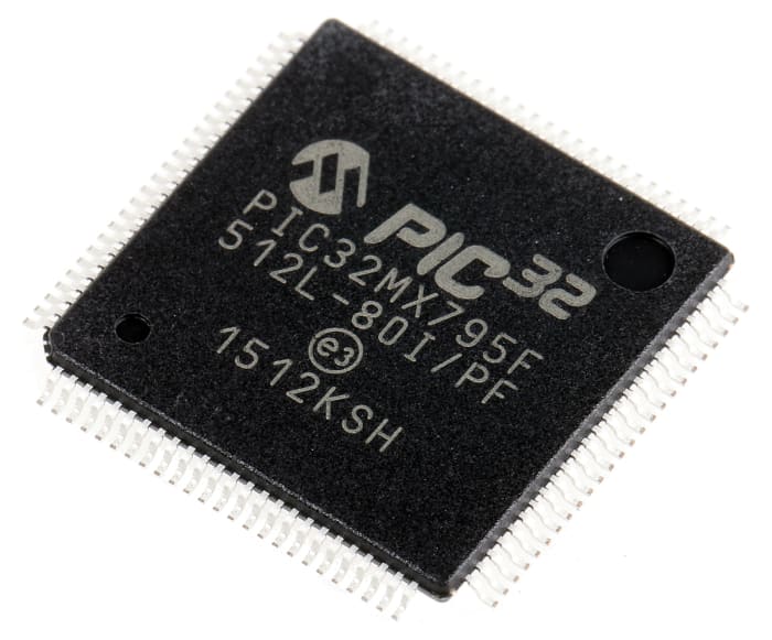 Microchip PIC32MX795F512L-80I/PF, 32Bit MIPS32 Mikrodenetleyici, 80MHz, 512 kB Flash, 100-Pinli TQFP