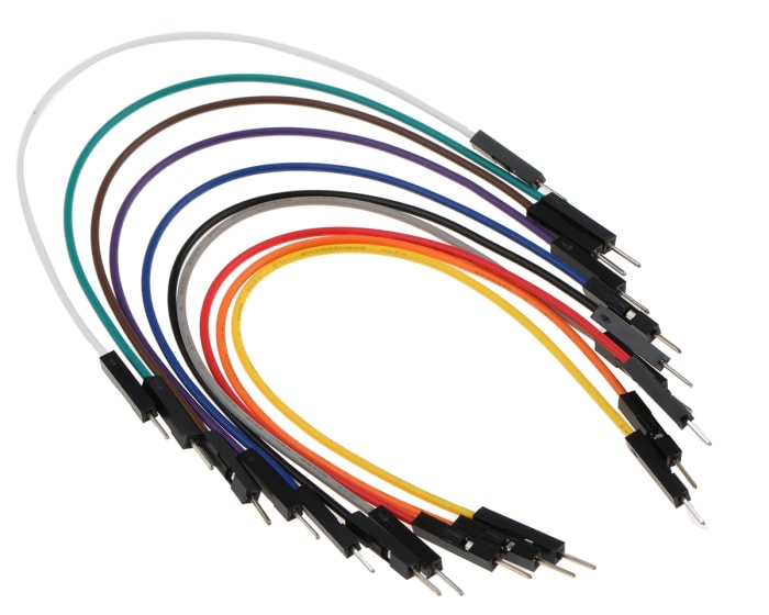 MIKROE-513 MikroElektronika, MIKROE-513, 150mm Insulated Breadboard Jumper  Wire in Black, Blue, Brown, Green, Grey, Orange, Purple, Red, White,, 791-6463