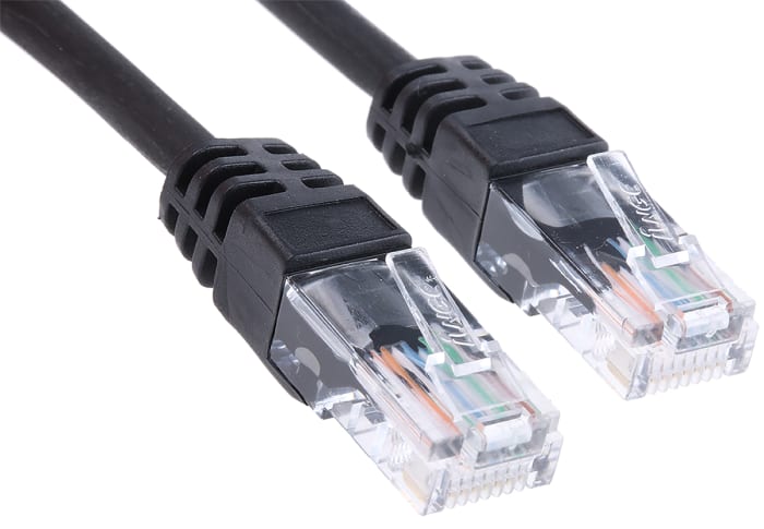 RS PRO, 20m Cat5e, Black RJ45 to Male RJ45 Male, U/UTP Unshielded, Terminated LSZH Sheath