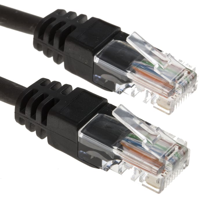 RS PRO, 25m Cat5e, Black RJ45 to Male RJ45 Male, U/UTP Unshielded, Terminated LSZH Sheath