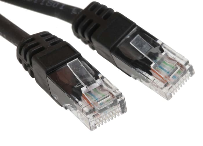 RS PRO, 30m Cat5e, Black RJ45 to Male RJ45 Male, U/UTP Unshielded, Terminated LSZH Sheath