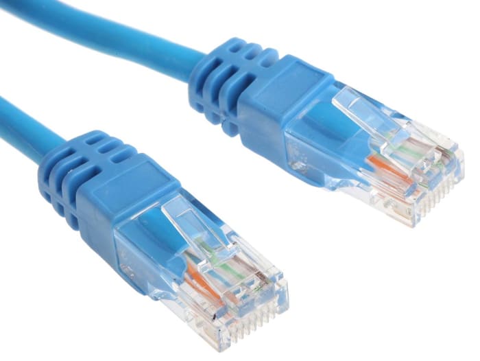 RS PRO, 30m Cat5e, Blue RJ45 to Male RJ45 Male, U/UTP Unshielded, Terminated LSZH Sheath