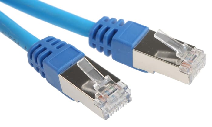 RS PRO, 30m Cat6, Blue RJ45 to Male RJ45 Male, F/UTP Shielded, Terminated LSZH Sheath