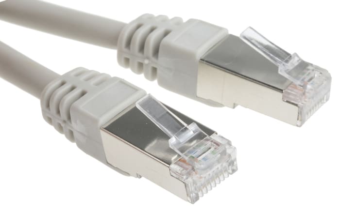 RS PRO, 30m Cat6, Grey RJ45 to Male RJ45 Male, F/UTP Shielded, Terminated LSZH Sheath