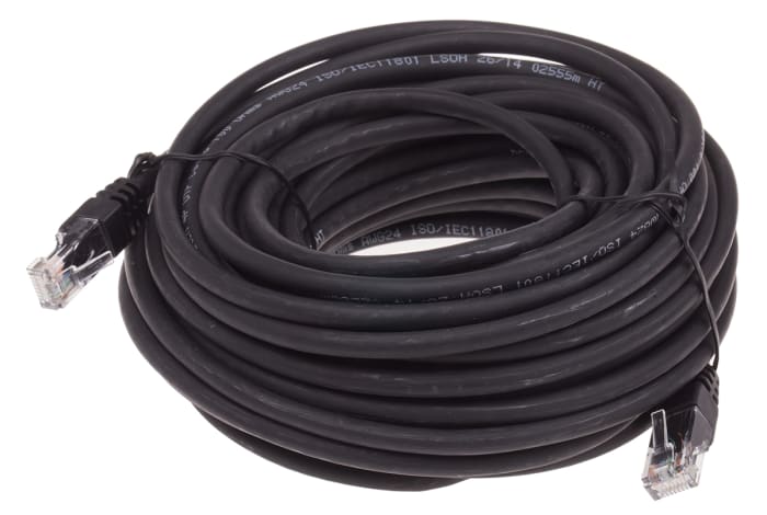 Câble Ethernet RS PRO catégorie 6, U/UTP, Noir, Longueur 15m LSZH, avec connecteur