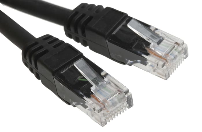 RS PRO, 30m Cat6, Black RJ45 to Male RJ45 Male, U/UTP Unshielded, Terminated LSZH Sheath