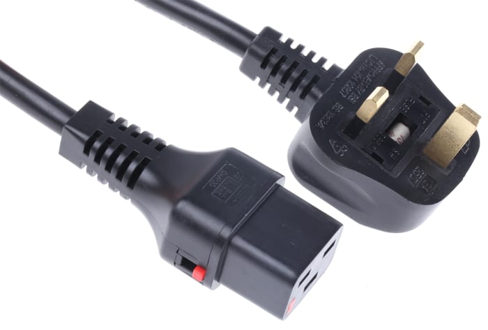 Schaffner IEC C19 Socket to Type G UK Plug Power Cord, 2m