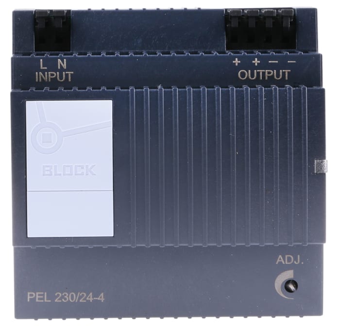 Block Switch Mode DIN Rail Panel Mount Power Supply ac Input, 24V dc dc Output, 4A Output