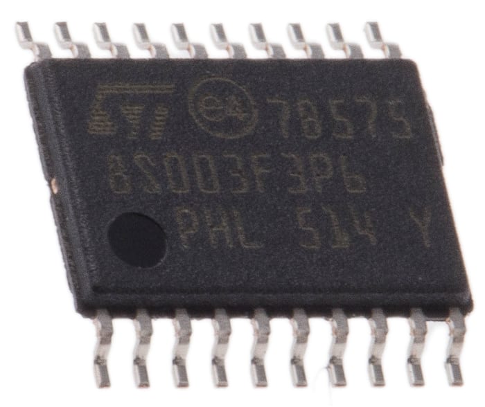 STMicroelectronics, 8bit STM8, STM8S Microcontroller, 16MHz, 8 kB Flash, 20-Pin TSSOP