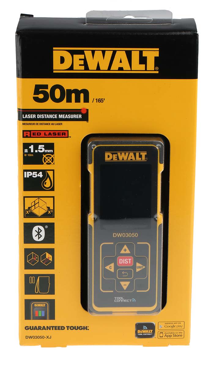 DW03050 DeWALT | DeWALT DW03050 Laser Measure, 50m Range, ±1 in Accuracy |  793-2597 | RS Components