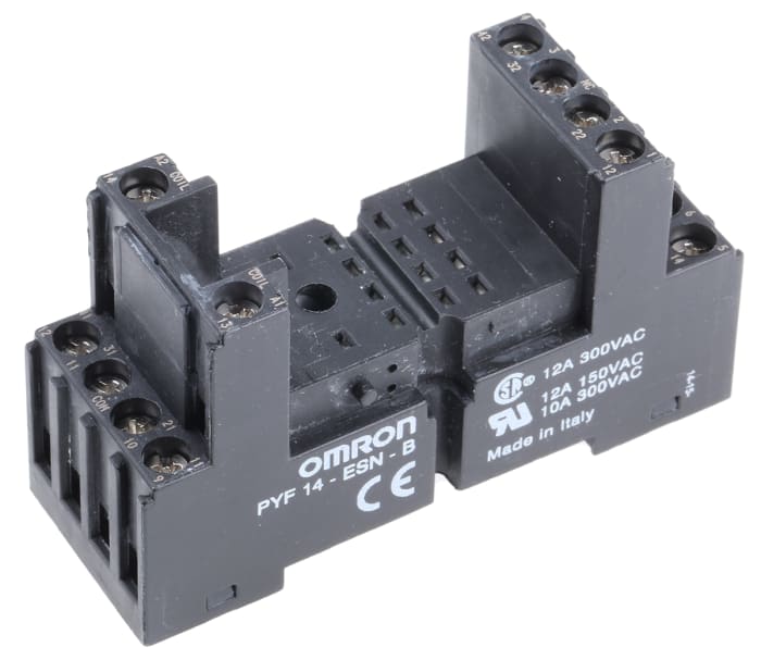 Omron 14 Pin 250V ac DIN Rail Relay Socket, for use with MY2, MY4