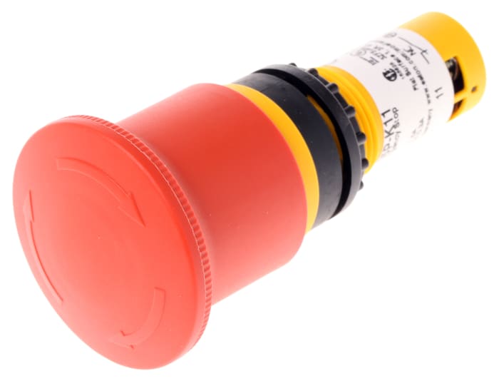 Eaton C22-PVT Series Twist Release Emergency Stop Push Button, Panel Mount, 22mm Cutout, 1 NO + 1 NC, IP66, IP67, IP69