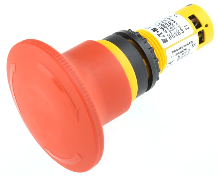 Seta de emergencia Eaton serie C22-PVT, 2 NC, montaje en panel, Ø de montaje 22mm