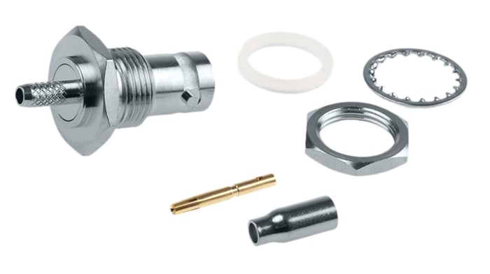 RS PRO, Jack Panel Mount BNC Connector, 50Ω, Crimp Termination, Straight Body