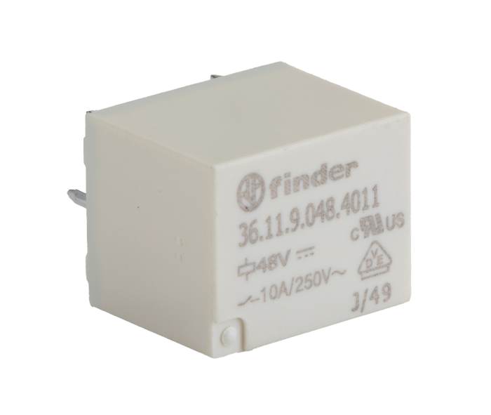 Finder PCB Mount Power Relay, 48V dc Coil, 10A Switching Current, SPDT