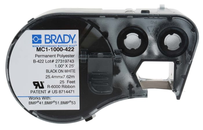 Mc1 1000 422 Brady Brady Cable Label Labelling Cartridge For Use With Bmp41 Label Printer Bmp51 Label Printer Bmp53 Label Printer 793 4231 Rs Components