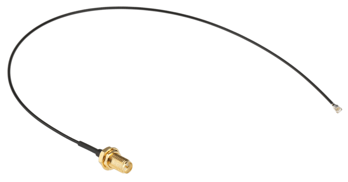 Cable coaxial RF RS PRO, 50 Ω, con. A: RP-SMA, Hembra, con. B: U.FL, Hembra, long. 300mm Negro