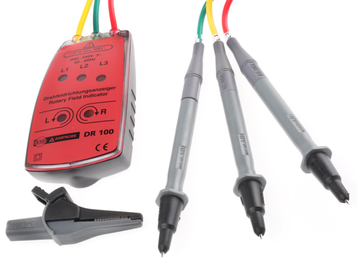 Beha-Amprobe DR100-D Phase Rotation Tester, CAT III 400 V, 60Hz Max, 440V Max
