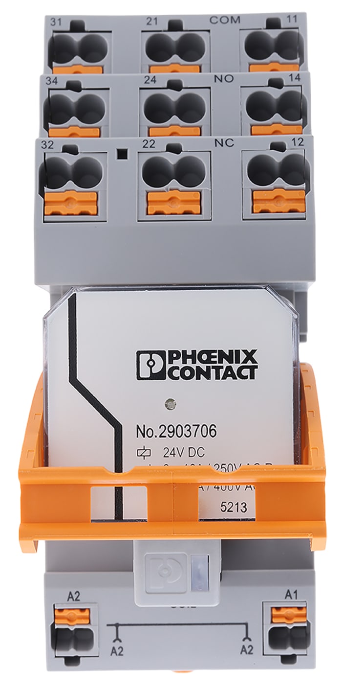 Phoenix Contact RIF Series Interface Relay, DIN Rail Mount, 24V dc Coil, 3P-NO, 3-Pole