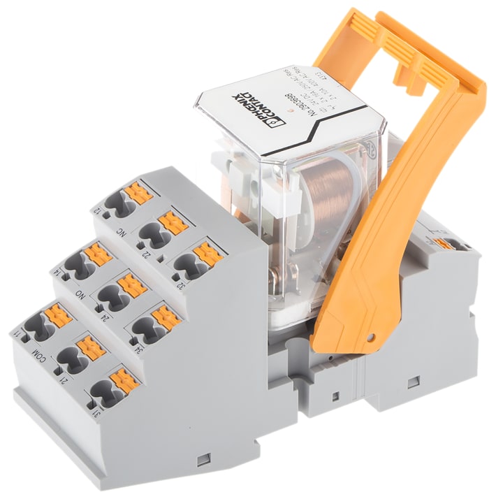 Phoenix Contact DIN Rail Non-Latching Relay, 24V dc Coil, 11A Switching Current, DPDT