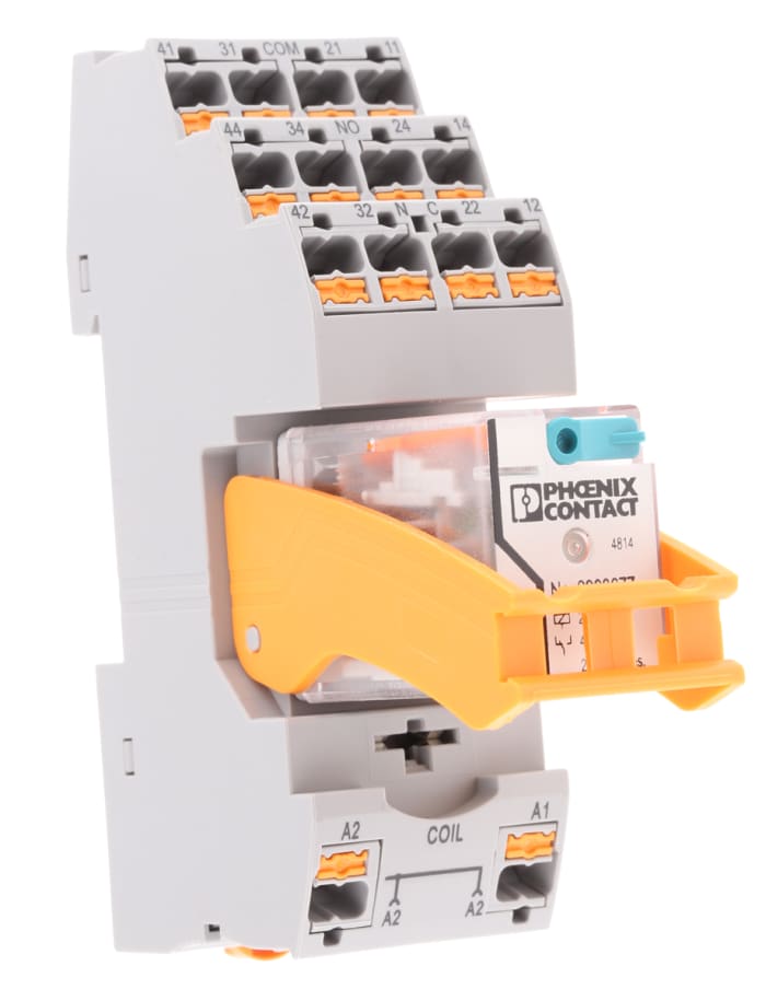 Phoenix Contact RIF Series Interface Relay, DIN Rail Mount, 24V dc Coil, 4PDT, 4-Pole