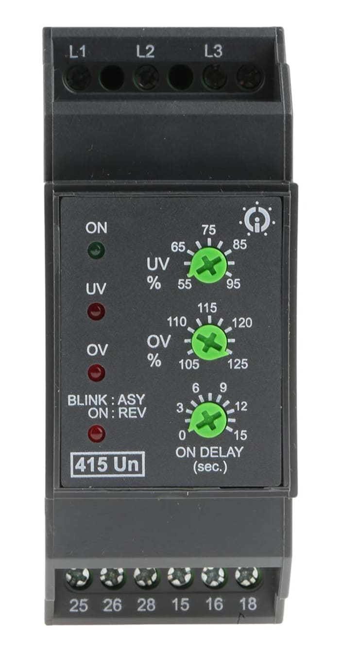 MG53BH GIC GIC Voltage Monitoring Relay, 3 Phase, DPDT, DIN Rail