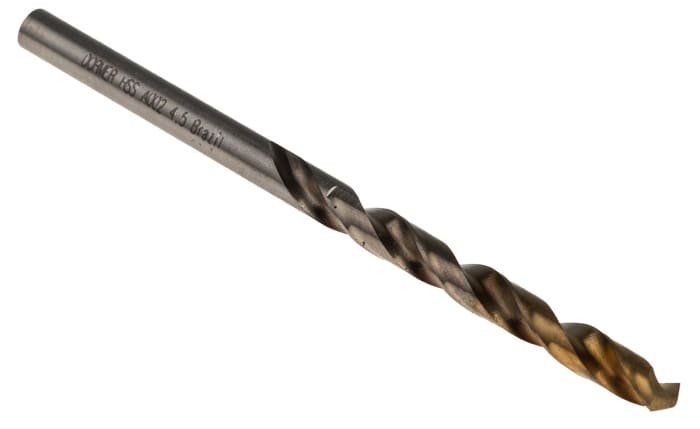 Dormer A002 Series HSS-TiN Twist Drill Bit, 4.5mm Diameter, 80 mm Overall