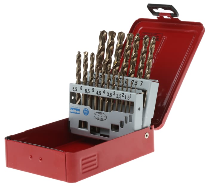 Dormer 19-Piece Twist Drill Bit Set for Multi-Material, 10mm Max, 1mm Min, HSS-E Bits