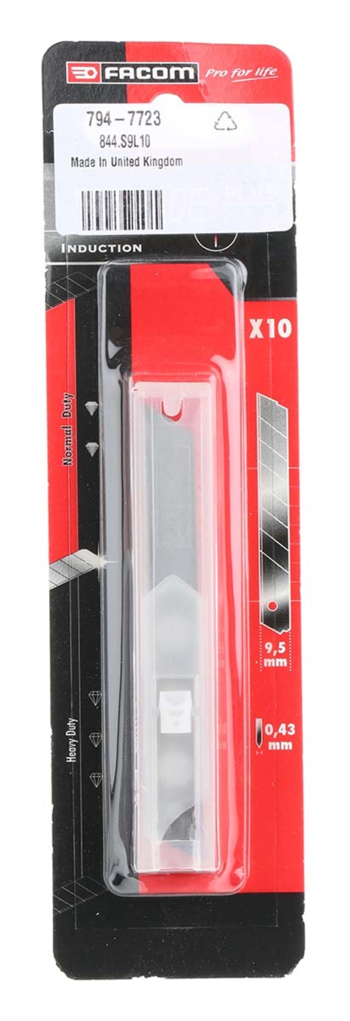Facom Flat Snap-off Blade, 10 per Package